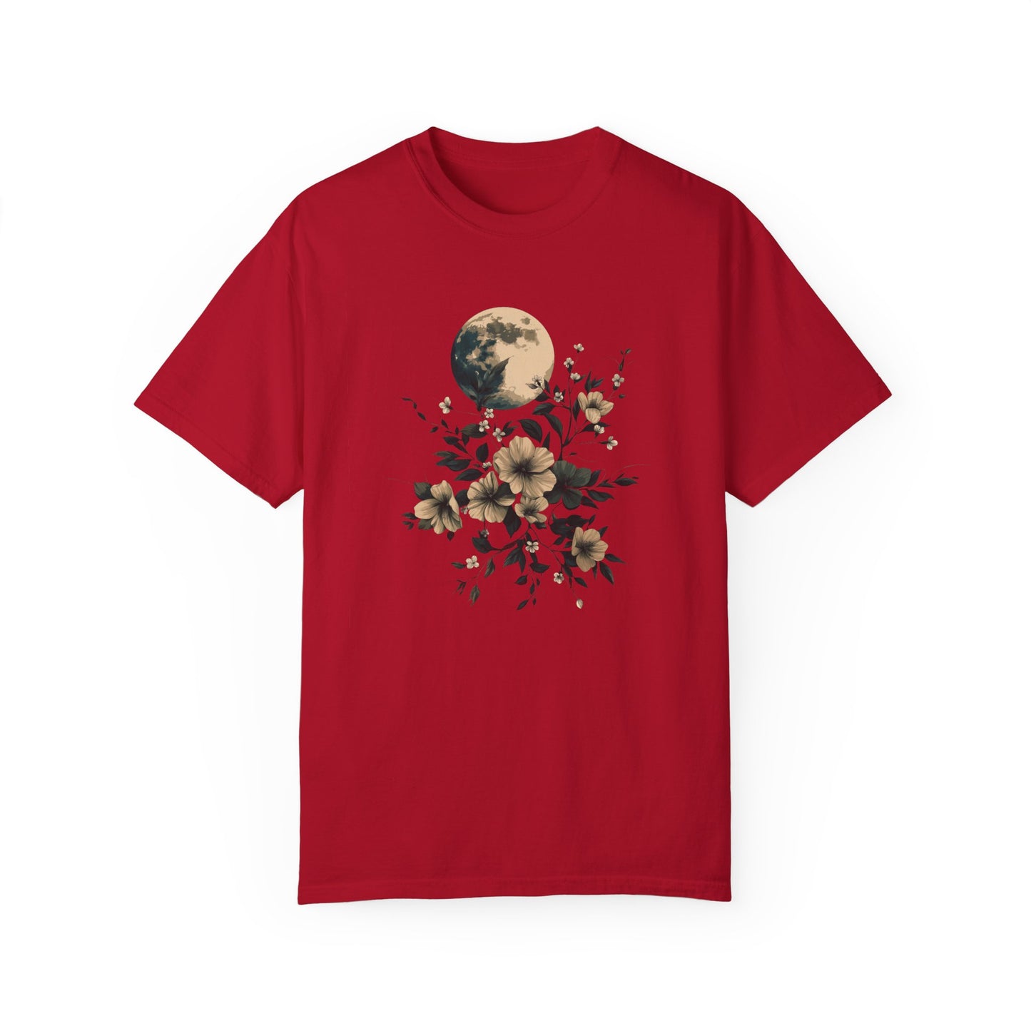 Full Moon & Floral Watercolor T-Shirt