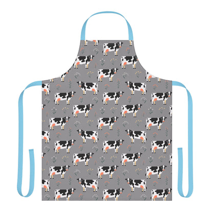 Apron Dairy Cows Pattern: A charming apron showcasing a Holstein dairy cows design, perfect for cooking and crafting enthusiasts. Offers comfort with tie-back closure and soft foamed lining, enhancing your kitchen experience.
