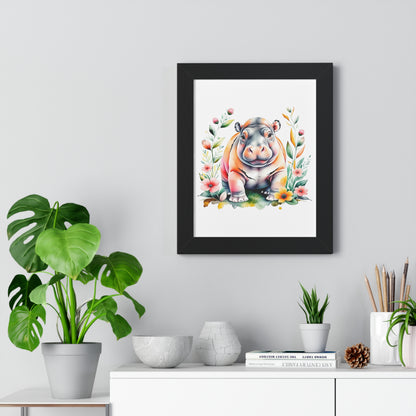 Whimsical Baby Hippo Wall Art