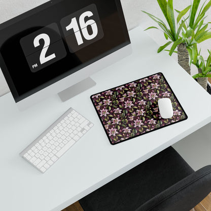 Lilies Floral Desk Mat - Elegant Workspace Accessory, showcasing intricate floral patterns for a stylish touch. Ideal for office decor or as a gaming pad, enhancing any desk with elegance and functionality.