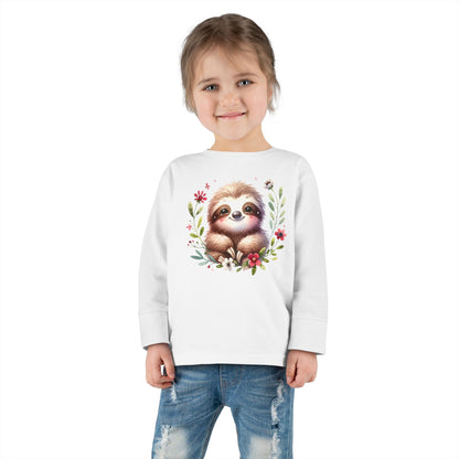 Cute Sloth Design Toddler Long Sleeve Tee -