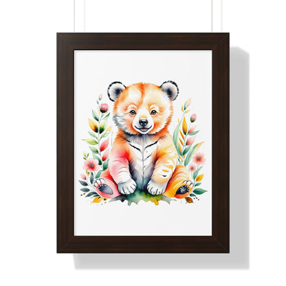 Whimsical Bear Art Print - Framed Poster for Kids' Room Decor