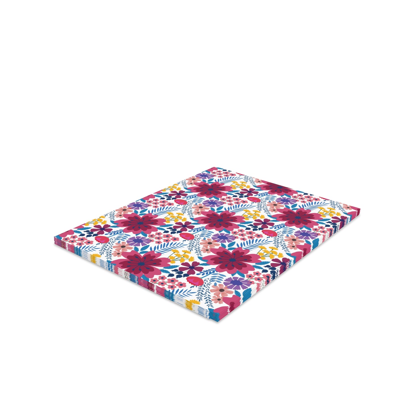 Floral Wildflower Greeting Cards — Pack of 8/16/24, featuring vibrant hand-drawn blooms on a white backdrop, folded and ready for personal messages. Each card includes a matching envelope for easy sending.