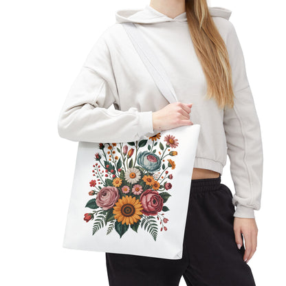 Botanical Vintage Flower Tote Bag featuring a collage of muted pastel and warm-toned flowers from old botanical illustrations, ideal for nature lovers, perfect for carrying essentials with style and durability.