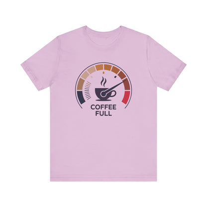 Coffee Full Bella+Canvas Unisex T-Shirt showcasing a coffee-themed graphic design. Ideal for coffee enthusiasts, this stylish tee combines comfort and positivity, aligning with FireBrook Essentials' uplifting apparel offerings.