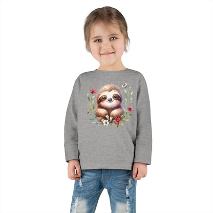 Cute Sloth Design Toddler Long Sleeve Tee -