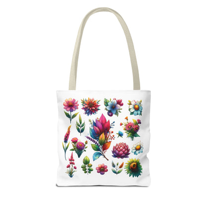 Floral Tote Bag featuring colorful flowers, ideal for carrying essentials with style and durability, perfect for daily use and nature enthusiasts.