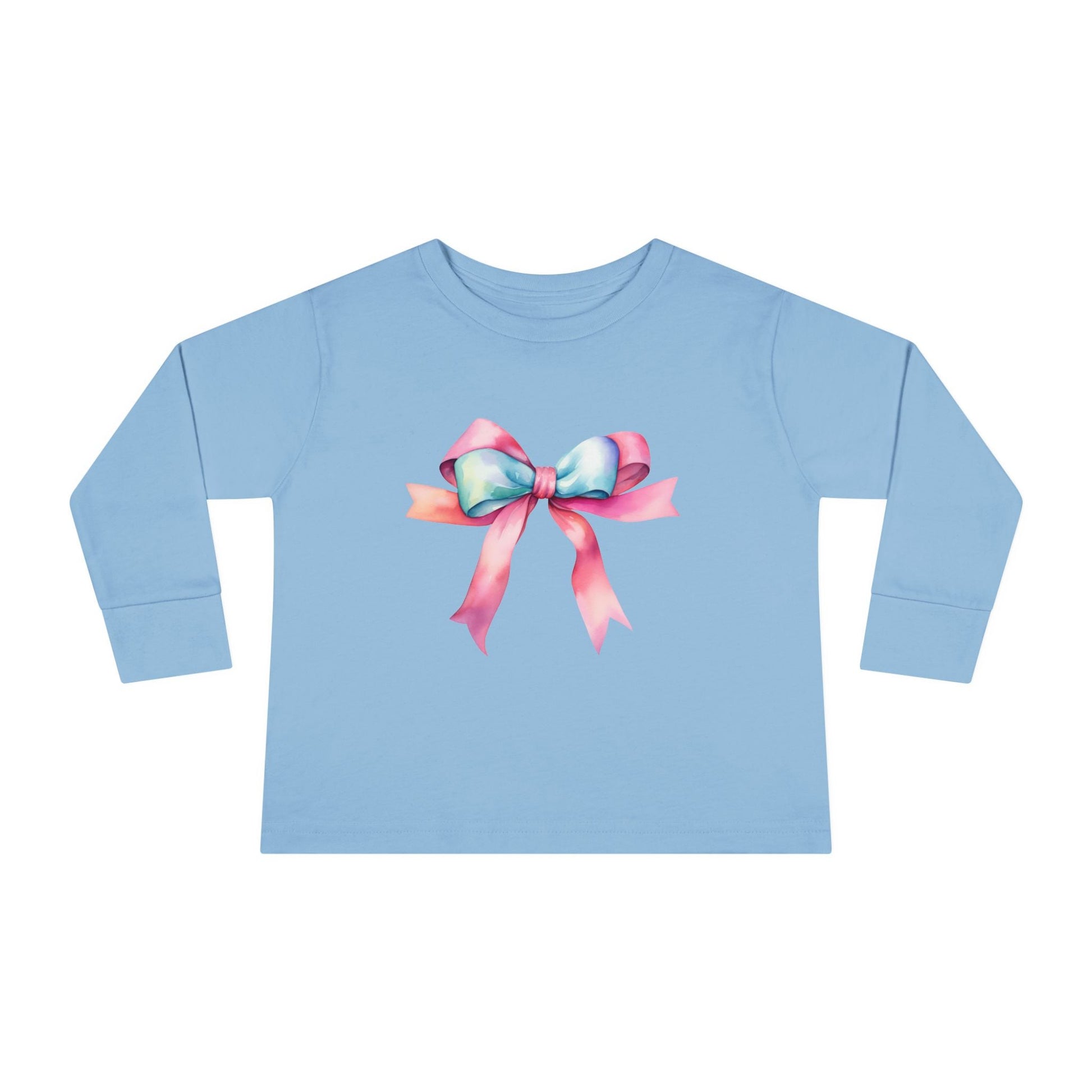 Pink Ribbon Long Sleeve Toddler T-Shirt with side seams and ribbed cuffs, perfect for comfort and support. Designed for raising awareness, it embodies FireBrook Essentials' mission of stylish, meaningful apparel.