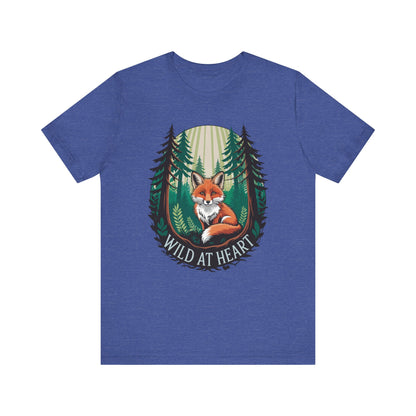 Wild at Heart Fox Illustration Bella+Canvas Unisex T-Shirt featuring a whimsical fox graphic, perfect for nature lovers and casual outings, aligning with FireBrook Essentials' uplifting and comfortable apparel ethos.