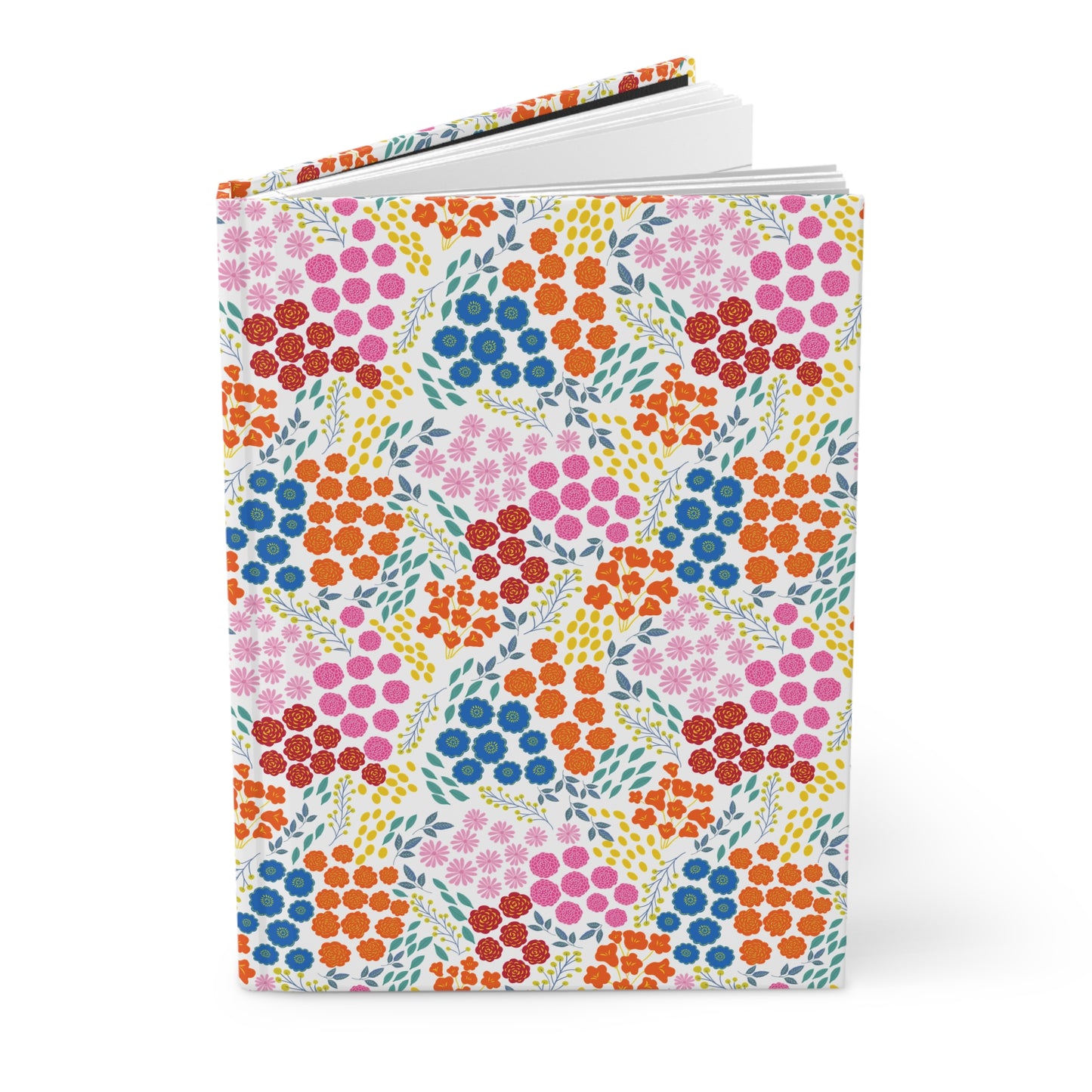 HARDCOVER JOURNAL, MATTE, RULED, 5X7, SEWN BIND, CLEAN-TEAR PAGES – FLORAL MOSAIC features a vibrant floral cover with durable matte finish and flexible binding for joyful, easy writing.