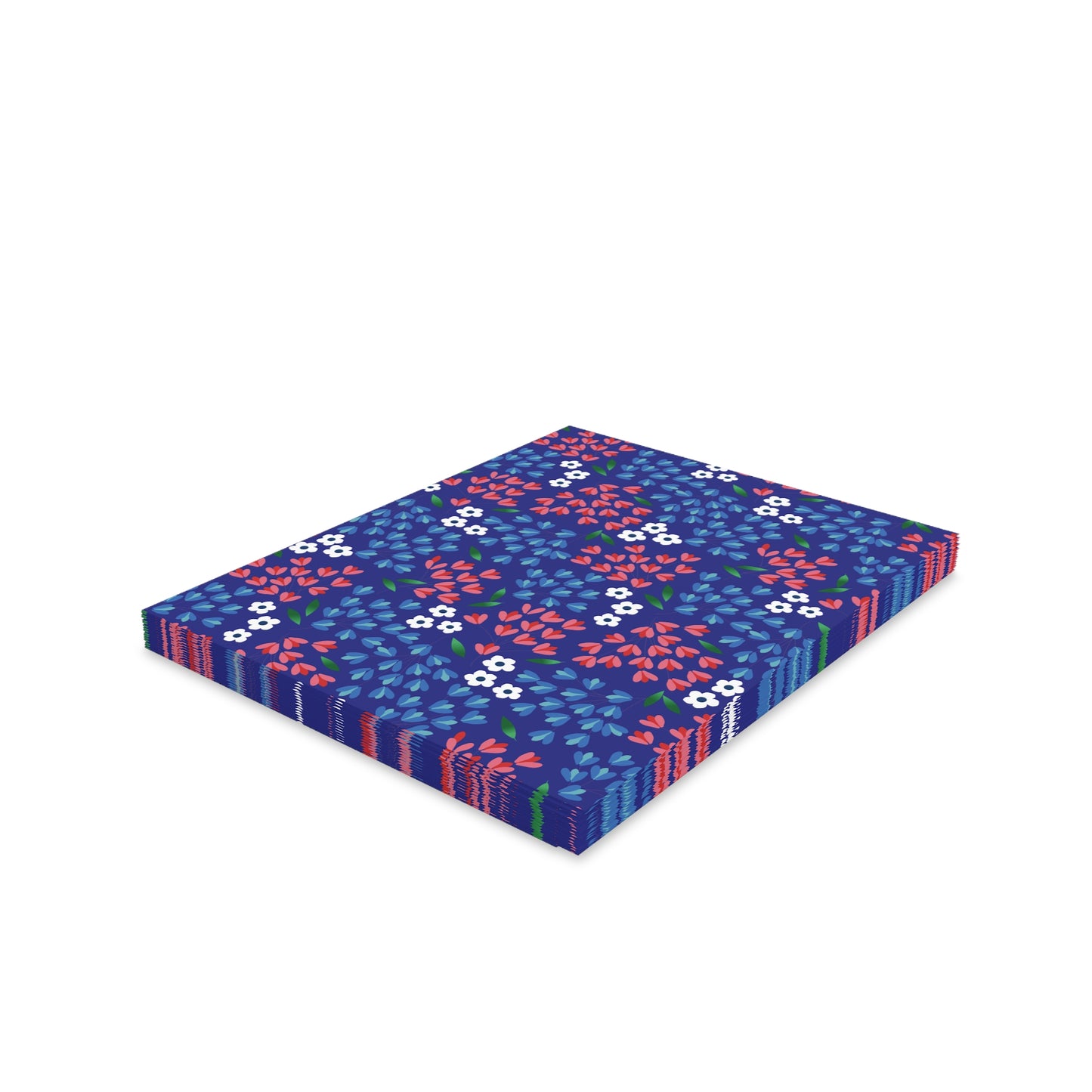 Floral Wildflower Greeting Cards — Pack of 8/16/24 featuring vibrant floral patterns on a deep blue background, each card comes with a matching white envelope, perfect for sending uplifting messages.