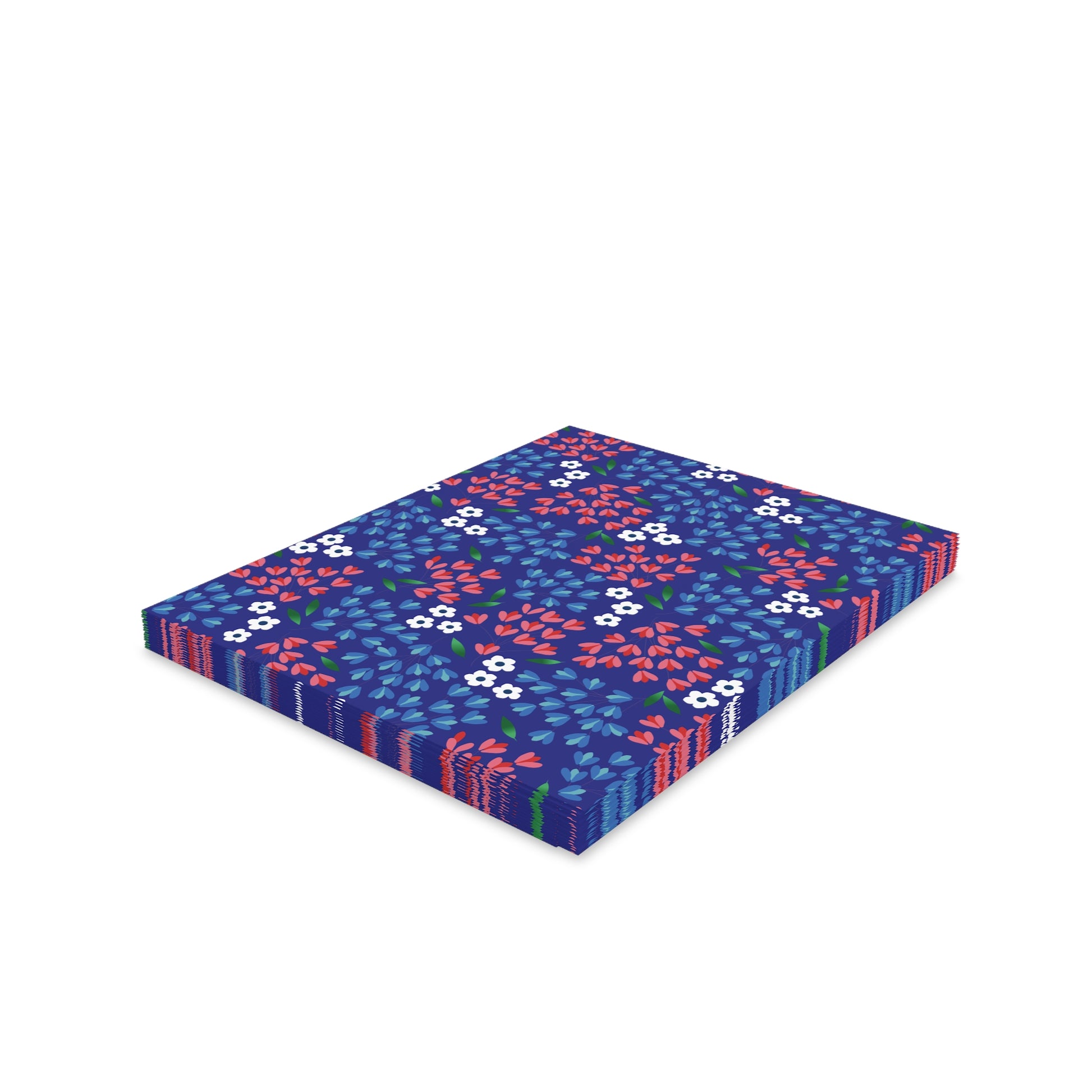 Floral Wildflower Greeting Cards — Pack of 8/16/24 featuring vibrant floral patterns on a deep blue background, each card comes with a matching white envelope, perfect for sending uplifting messages.