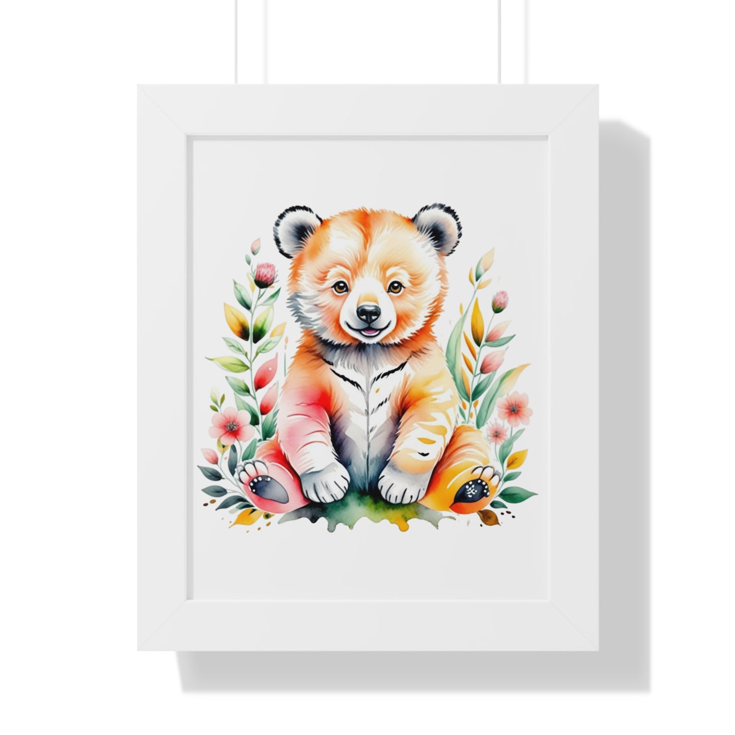 Whimsical Bear Art Print - Framed Poster for Kids' Room Decor