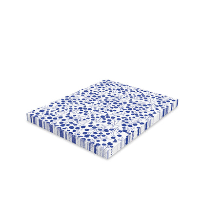 Floral Greeting Cards — Pack of 8/16/24, featuring a neat stack adorned with a small blue floral pattern on a white matte finish, each card comes with a matching envelope, perfect for heartfelt messages.