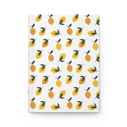 HARDCOVER JOURNAL, MATTE, RULED, 5X7, SEWN BIND, CLEAN-TEAR PAGES - CITRUS, featuring a lemon motif cover. Durable, smooth finish with lined pages for easy removal, perfect for joyful note-taking.
