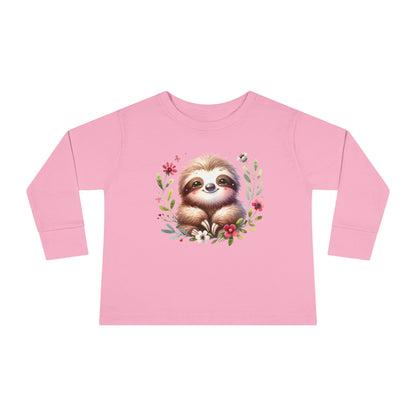 Cute Sloth Design Toddler Long Sleeve Tee -