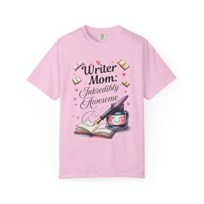 Writer Mom: Inkredibly Awesome Mother's Day Comfort Colors Unisex T-Shirt featuring a relaxed fit and classic crew neckline, designed for comfort with durable double-needle stitching, ideal for casual, joyful wear.