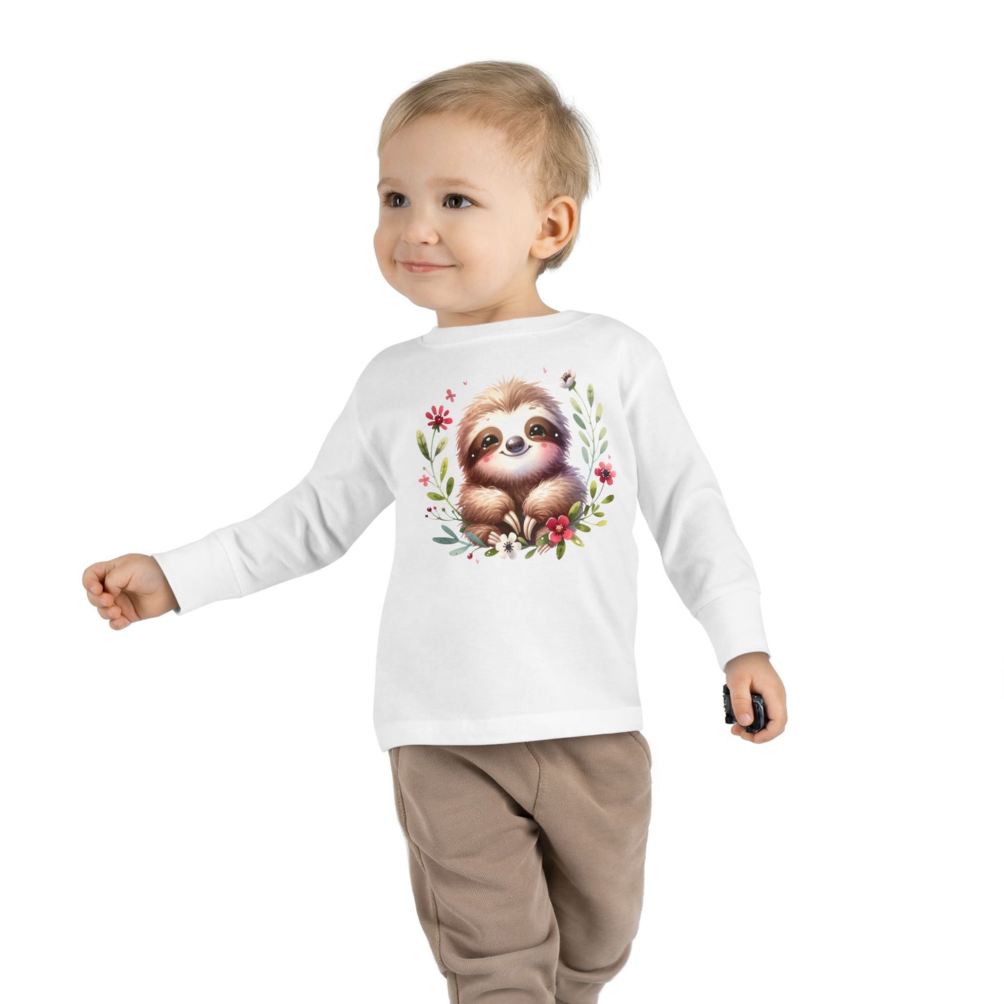 Cute Sloth Design Toddler Long Sleeve Tee -