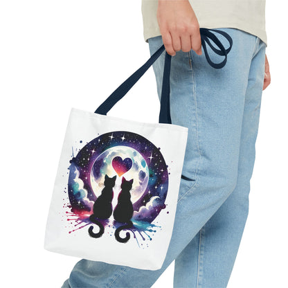 Copy of Cat Lovers Under the Moon Tote Bag features a charming cat-themed design, ideal for daily use or special occasions. Durable polyester with reinforced handles, available in multiple sizes for versatile carrying needs.