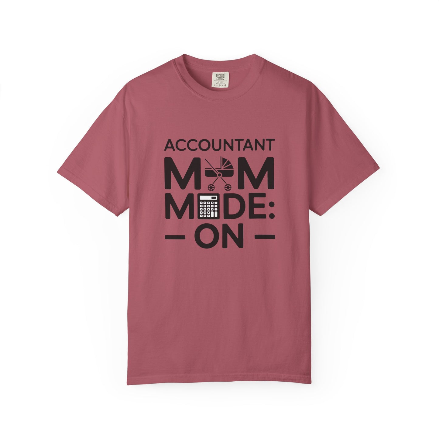 Accountant Mom Mode On T-Shirt featuring a relaxed fit and crew neckline, showcasing double-needle stitching for durability—a perfect blend of comfort and style from FireBrook Essentials.