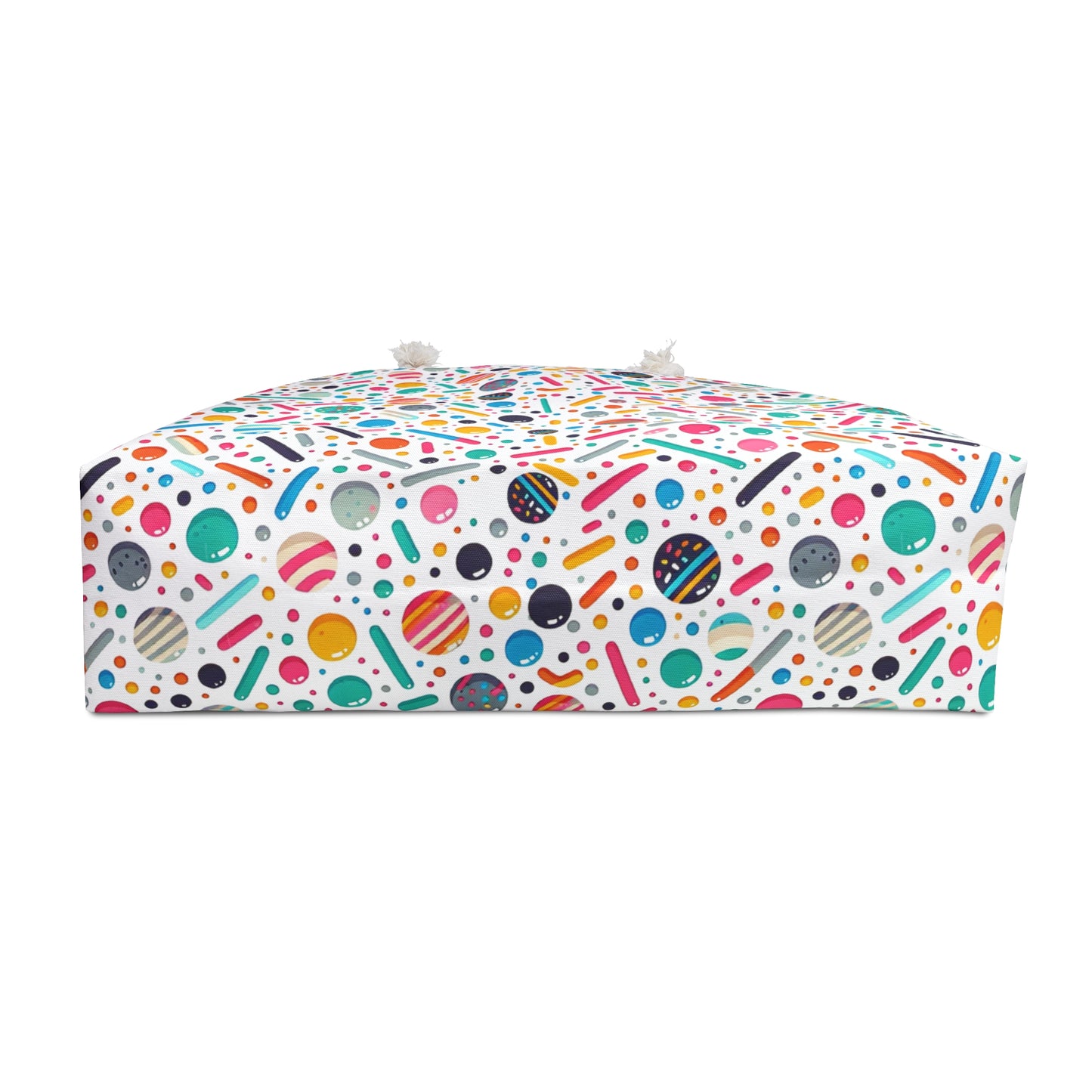 Colorful Abstract Confetti Pattern Weekender Bag – Fun & Playful Travel Tote featuring vibrant dots and stripes. Lightweight with rope handles, ideal for stylish, joyful weekend getaways and everyday use.