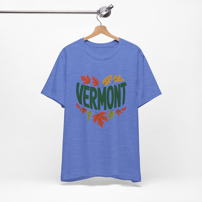 Vermont Love Bella+Canvas Unisex T-Shirt offers a relaxed fit, featuring a ribbed knit collar and shoulder tape. Crafted from 100% Airlume cotton, it's perfect for nature enthusiasts seeking comfort and style.