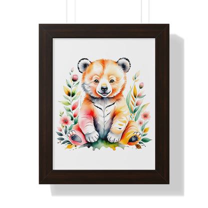 Whimsical Bear Art Print - Framed Poster for Kids' Room Decor