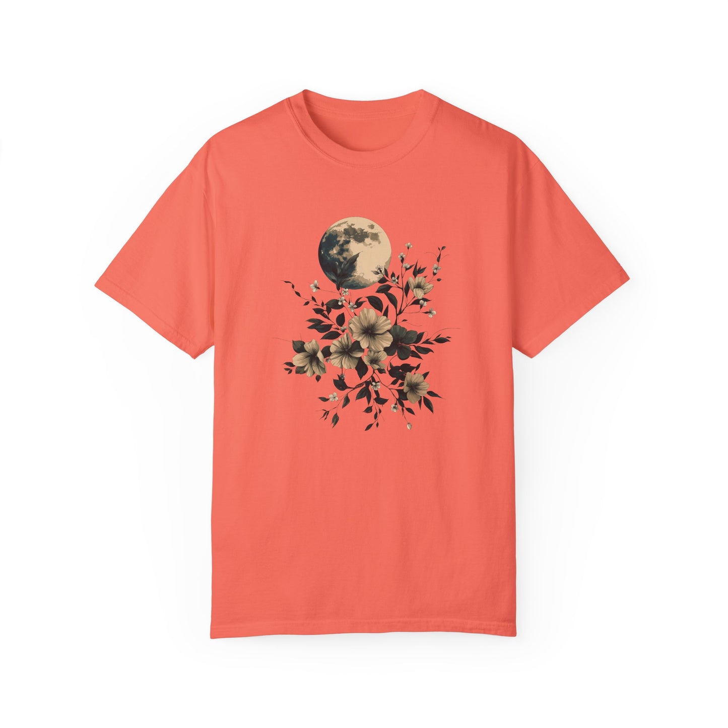 T-shirt aquarelle pleine lune et fleurs – T-shirt nature d'inspiration bohème