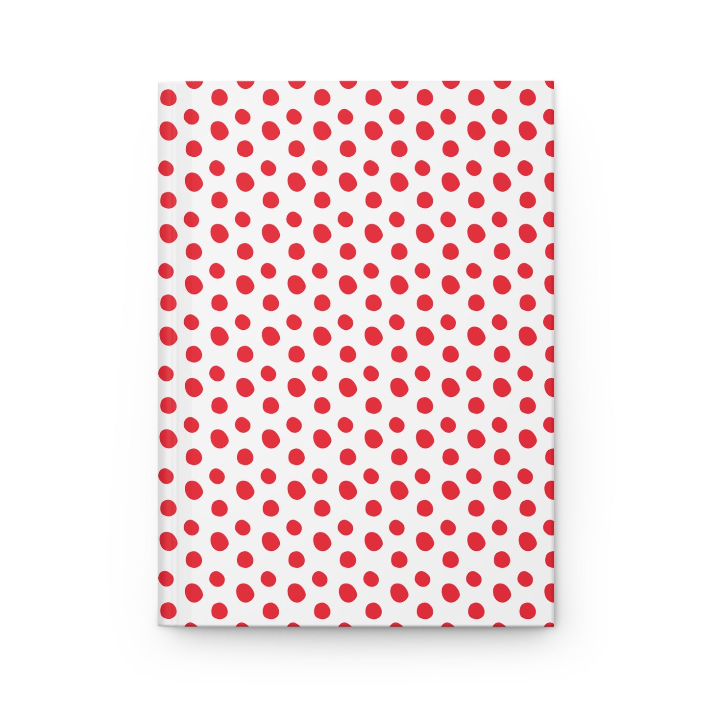 HARDCOVER JOURNAL, MATTE, RULED, 5X7, SEWN BIND, CLEAN-TEAR PAGES – CLASSIC DOT, RED, features a white cover with bold red polka dots, embodying FireBrook Designs' uplifting style.