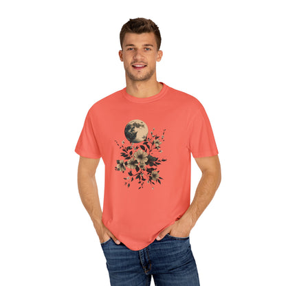 T-shirt aquarelle pleine lune et fleurs – T-shirt nature d'inspiration bohème