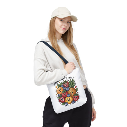 Fruit Party Tote Bag - Fun Summer Vibes: A durable, polyester bag with playful fruit design, perfect for errands or beach trips. Features reinforced handles and boxed corners for extra space.