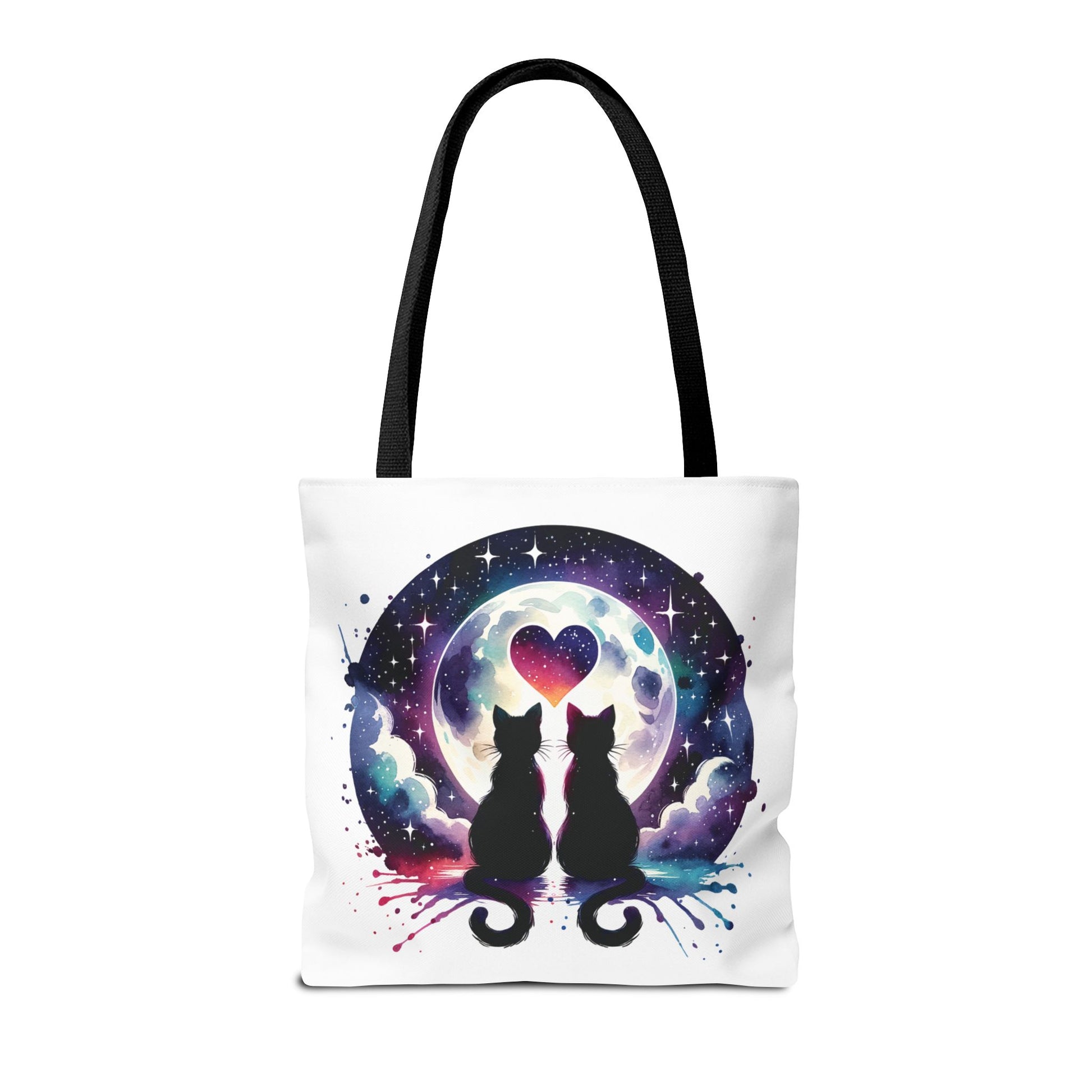 Copy of Cat Lovers Under the Moon Tote Bag, featuring a charming cat design, ideal for carrying essentials with a quirky touch. Durable polyester with reinforced handles, embodying FireBrook Essentials' blend of style and functionality.