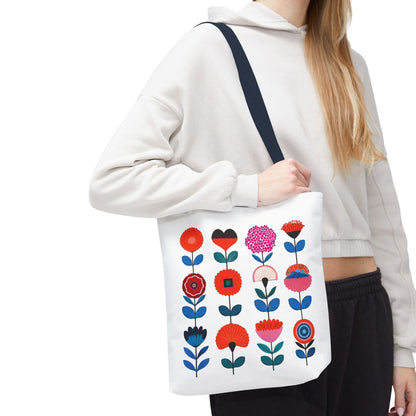 Floral Pattern Tote Bag held by a woman, showcasing its stylish and functional design for everyday use, embodying nature-inspired charm and durability.