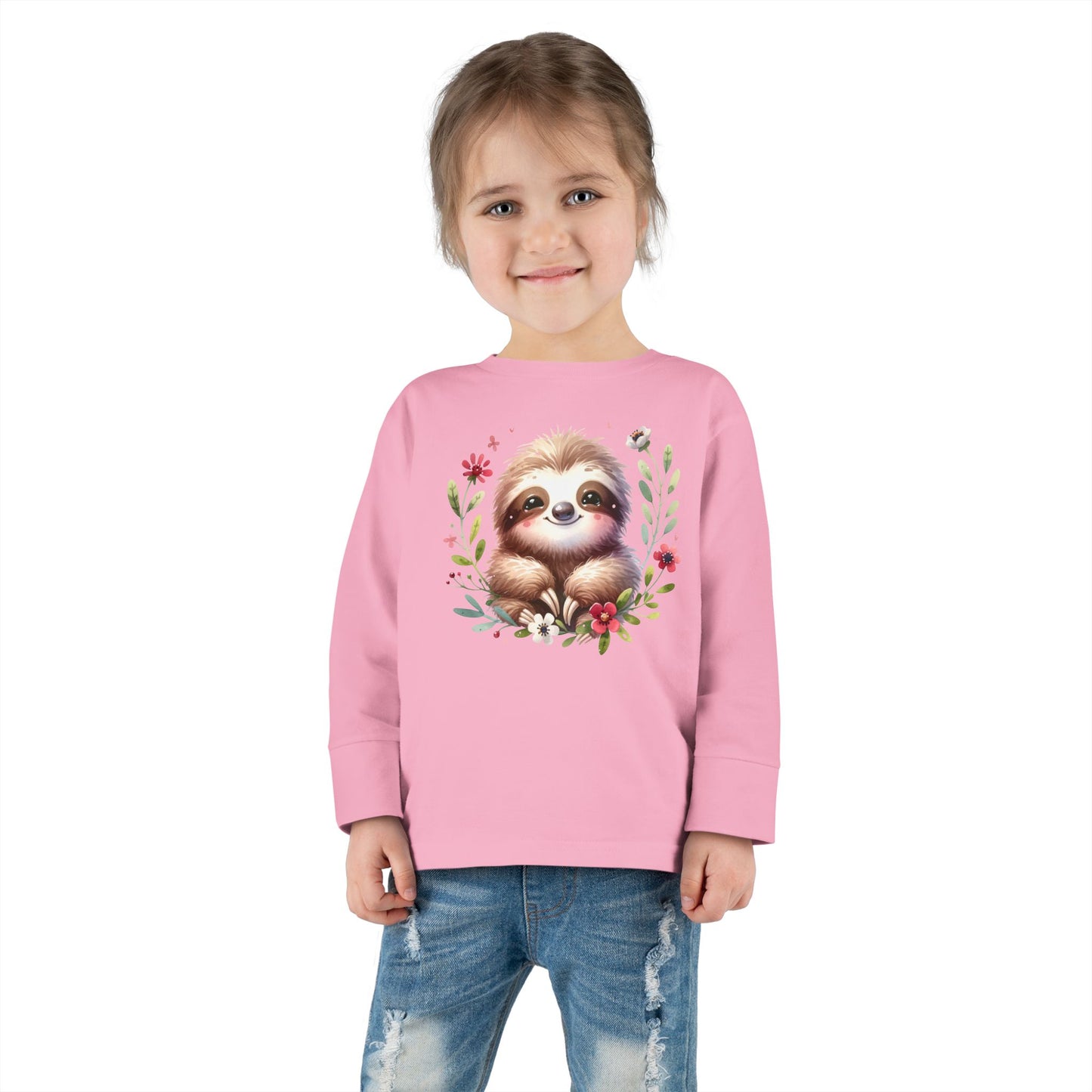 Cute Sloth Design Toddler Long Sleeve Tee -