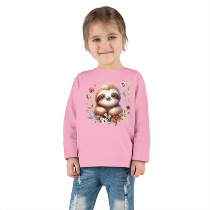 Cute Sloth Design Toddler Long Sleeve Tee -