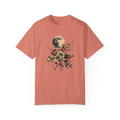 Full Moon & Floral Watercolor T-Shirt