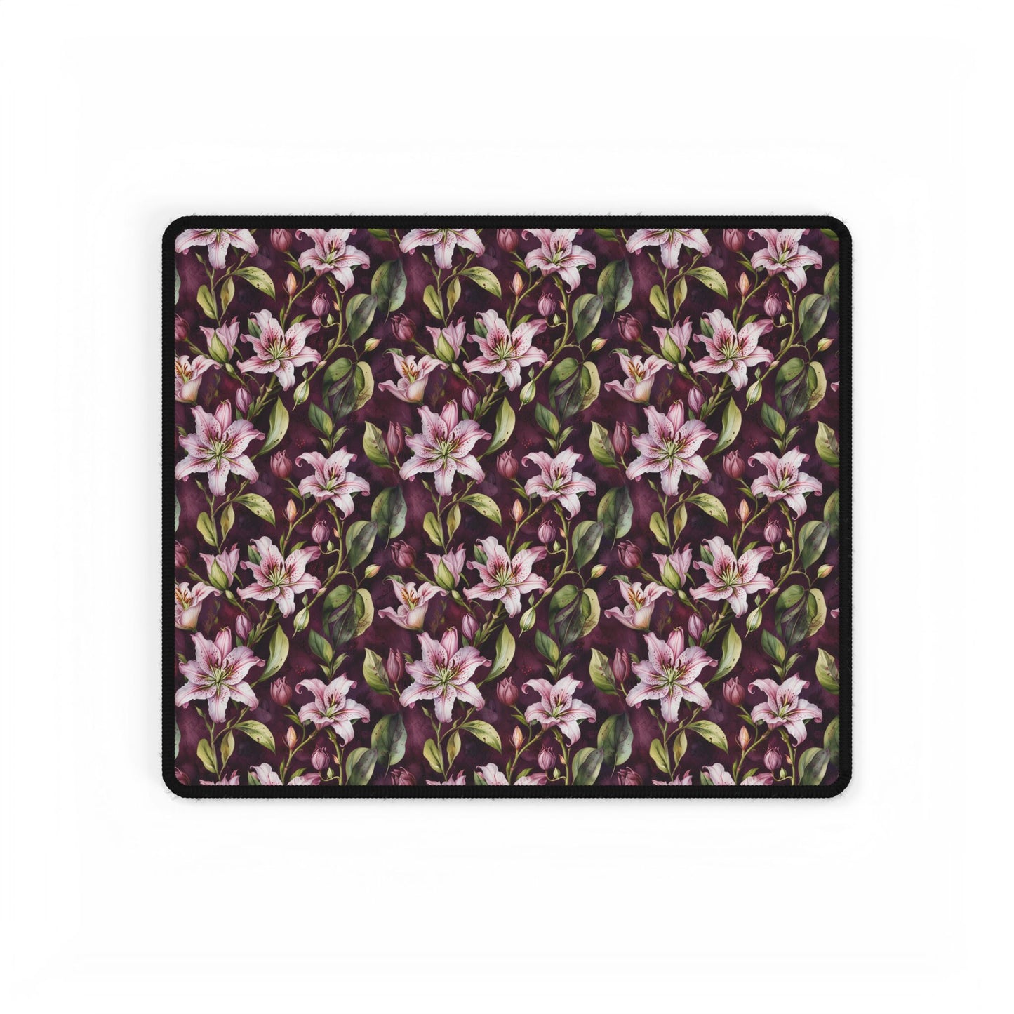 Lilies Floral Desk Mat - Elegant Workspace Accessory features intricate floral patterns, enhancing any desk with elegance. Perfect for office decor or as a gift, with a smooth, non-slip surface.