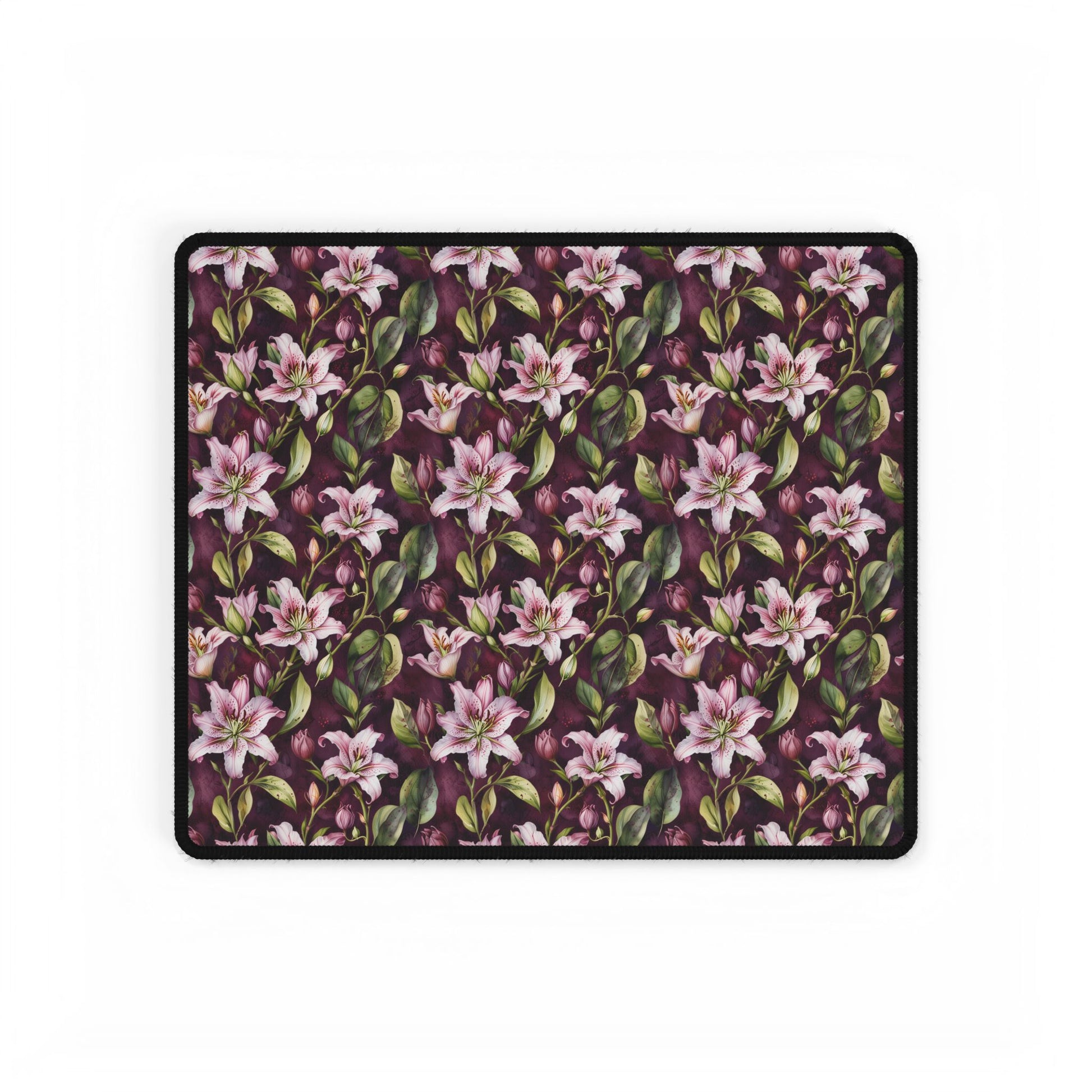 Lilies Floral Desk Mat - Elegant Workspace Accessory features intricate floral patterns, enhancing any desk with elegance. Perfect for office decor or as a gift, with a smooth, non-slip surface.