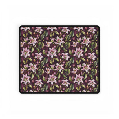 Lilies Floral Desk Mat - Elegant Workspace Accessory features intricate floral patterns, enhancing any desk with elegance. Perfect for office decor or as a gift, with a smooth, non-slip surface.