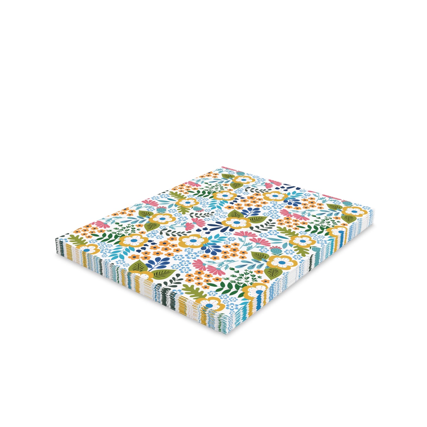 Wildflower Greeting Cards — Pack of 8/16/24 features a stack of cards with hand-drawn wildflowers on a matte white background, offering a cheerful, springtime vibe, each with a matching envelope.