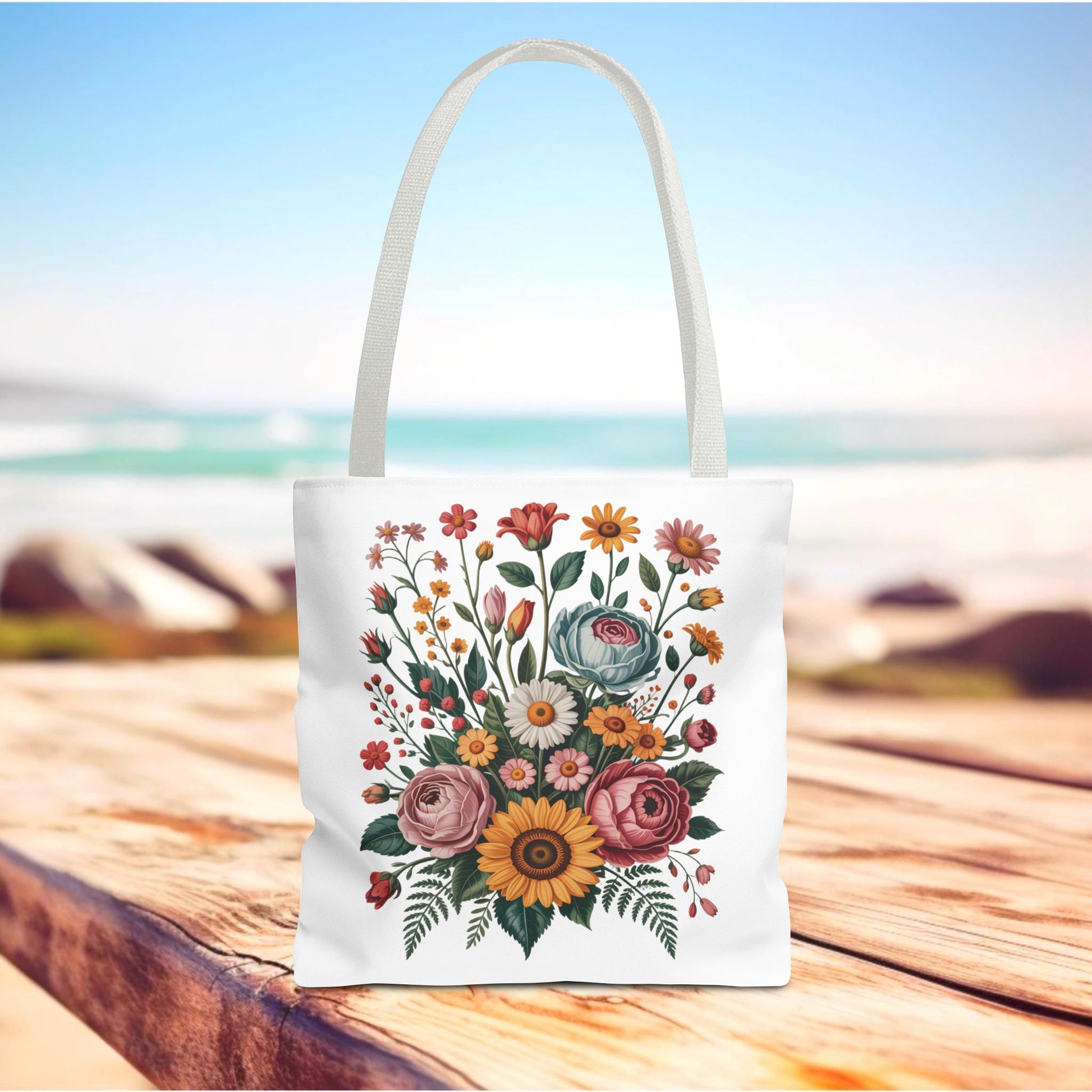 Botanical Vintage Flower Tote Bag featuring a collage of cut-out flowers from old botanical illustrations in muted pastel tones with warm pops of color, ideal for nature lovers and practical everyday use.