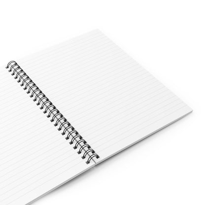 SPIRAL NOTEBOOK, DURABLE COVER, RULES, 6X8: An open, spiral-bound notebook with ruled pages, showcasing its smooth, eco-friendly 90gsm paper and sturdy metal spiral, ideal for effortless, portable note-taking.