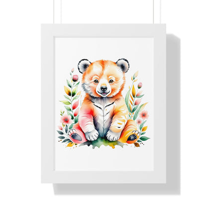 Whimsical Bear Art Print - Framed Poster for Kids' Room Decor