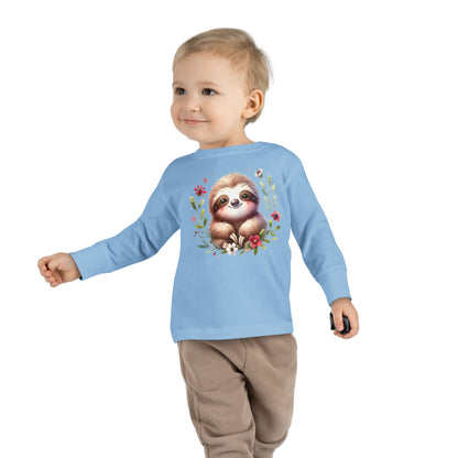 Cute Sloth Design Toddler Long Sleeve Tee -