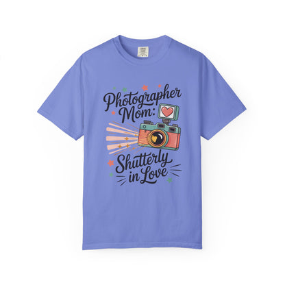 Photographer Mom: Shutterly In Love Mother's Day Comfort Colors Unisex T-Shirt featuring a relaxed fit and classic crew neckline, crafted from high-quality US cotton, perfect for casual or stylish wear.