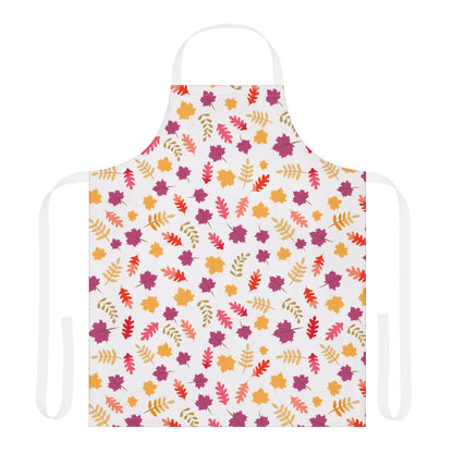 Apron Floral Design: A full-coverage kitchen apron featuring a vibrant pattern of autumn leaves, offering comfort with its soft polyester canvas and adjustable ties, perfect for joyful, mess-free cooking experiences.