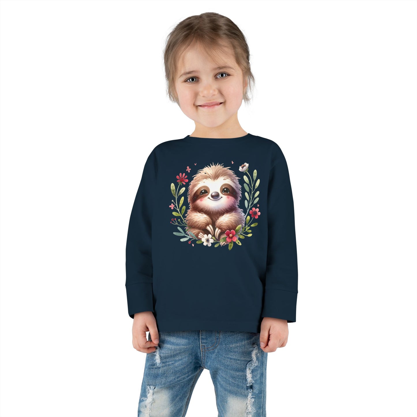 Cute Sloth Design Toddler Long Sleeve Tee -