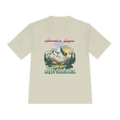 Adventure Begins in the Green Mountains Moisture Wicking Tee