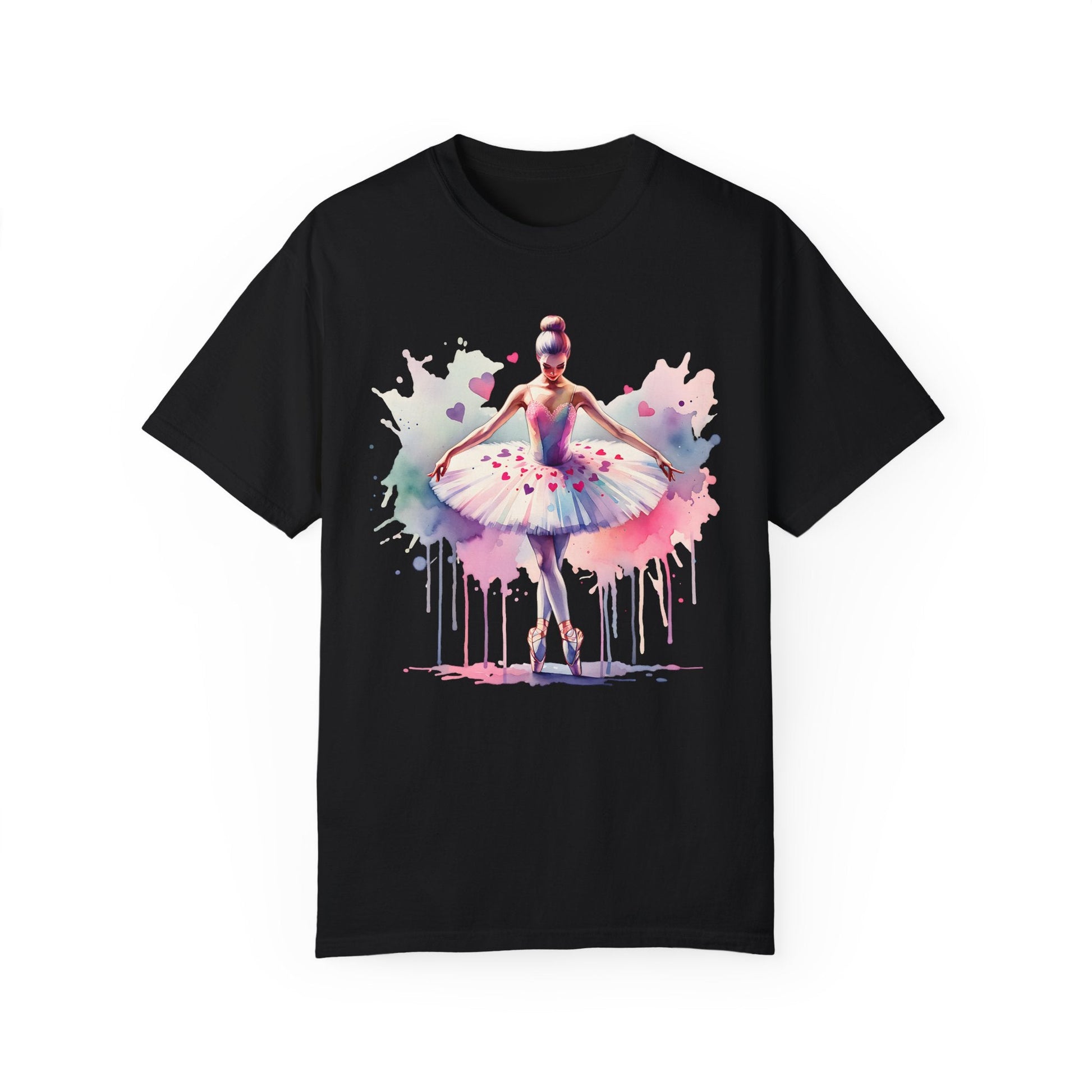 Ballet Dancer T-shirt showcasing elegant design and durable double-needle stitching, ideal for everyday wear or ballet events, made from soft, ethically sourced US cotton. Available in multiple sizes.