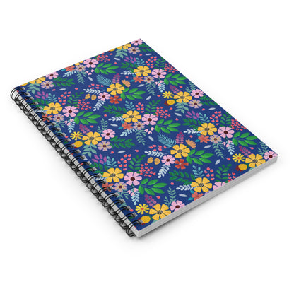 SPIRAL NOTEBOOK, DURABLE COVER, RULED, 6X8 – BOTANICAL BURST features a vibrant floral cover with a sturdy black metal binding, ideal for seamless note-taking and on-the-go organization.